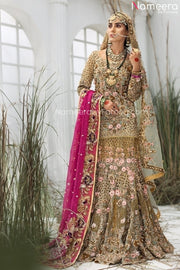 Pink and Golden Lehenga