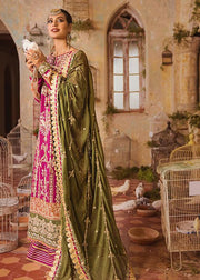 Pink and Green Lawn Kameez Salwar Pakistani Party Wear 2023