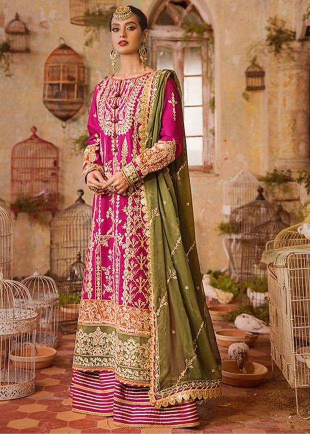 Pink and Green Lawn Kameez Salwar Pakistani Party Wear