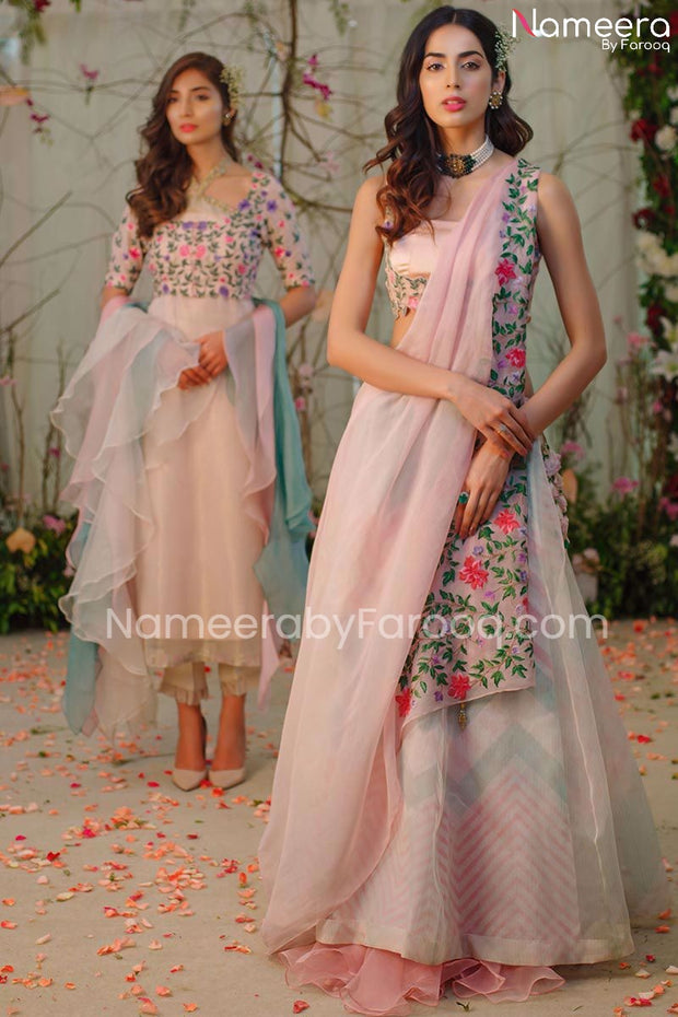 Pink and White Lehenga Choli