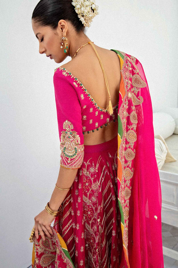 Pink and Yellow Lehenga Choli