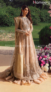 Pishwas Dress Pakistani in Soft Peach Shade #PF254