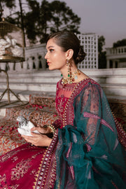 Pishwas Dress Pakistani with Lehnga in Red Color Latest