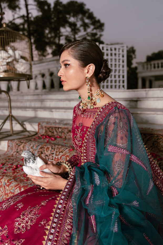 Pishwas Dress Pakistani with Lehnga in Red Color Latest