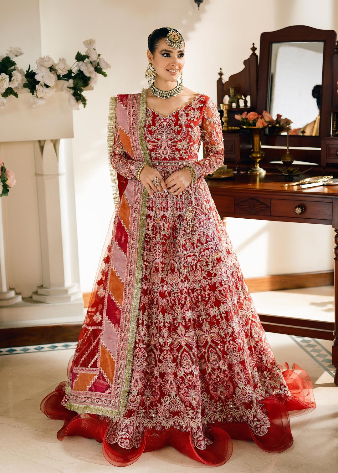 Red Pishwas Frock & Bridal Lehenga: Premium Pakistani Bridal Dresses