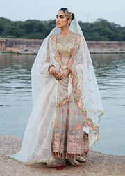 Pishwas Frock with Sharara and Dupatta in Net Fabric