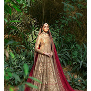 Pishwas Lehenga Golden Bridal Dress Pakistani