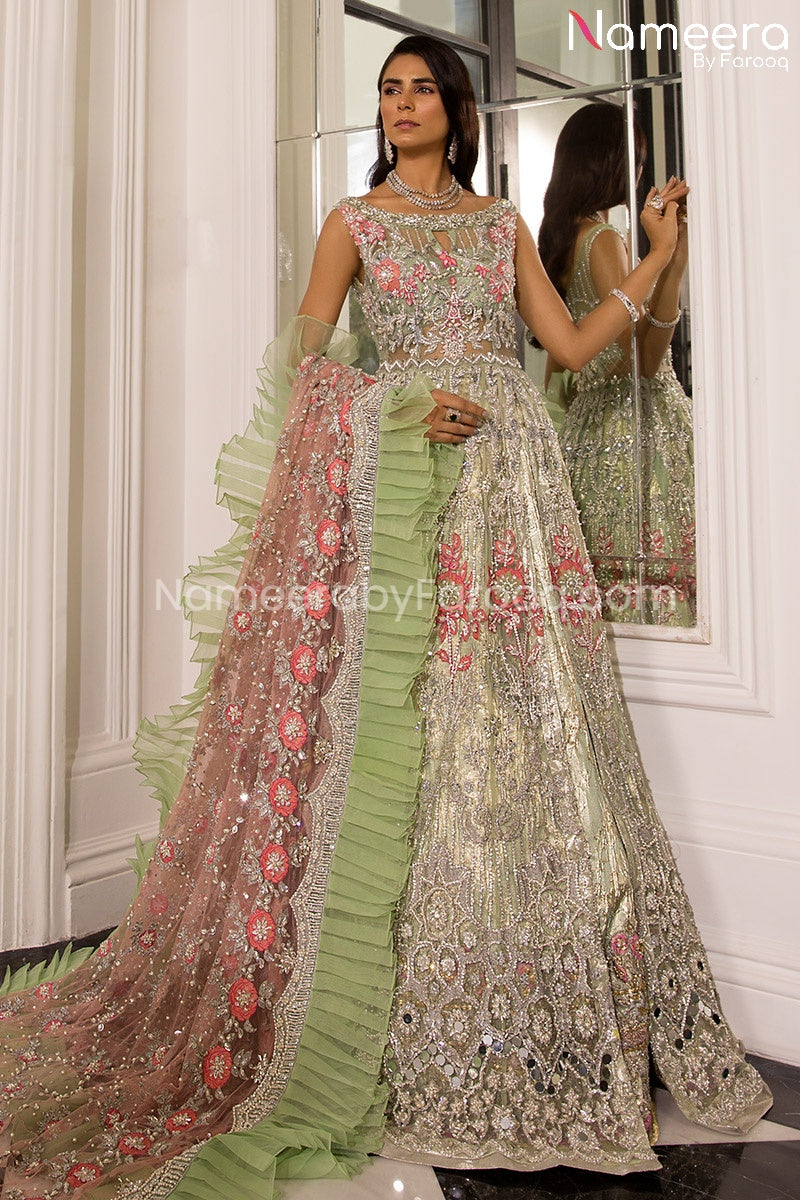 Latest Pistachio Color Dress Pakistani for Bride Online 2021 Nameera