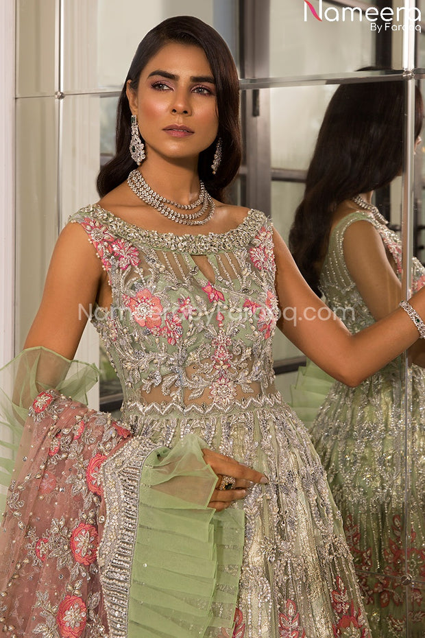 Pistachio Color Dress Pakistani for Bride