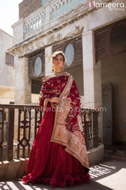 Plain Red Lehenga Choli