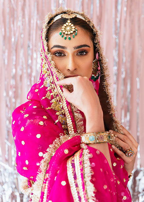 Elegant Plum Pakistani Bridal Lehenga Choli with Dupatta