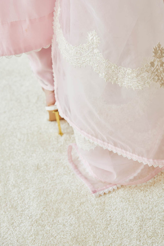 Powder Pink Embroidered Salwar Kameez with Dupatta Suit Online