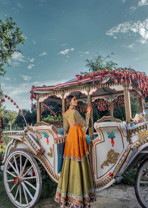 Premium Angrakha Lehenga Bridal Mehndi Dress Pakistani