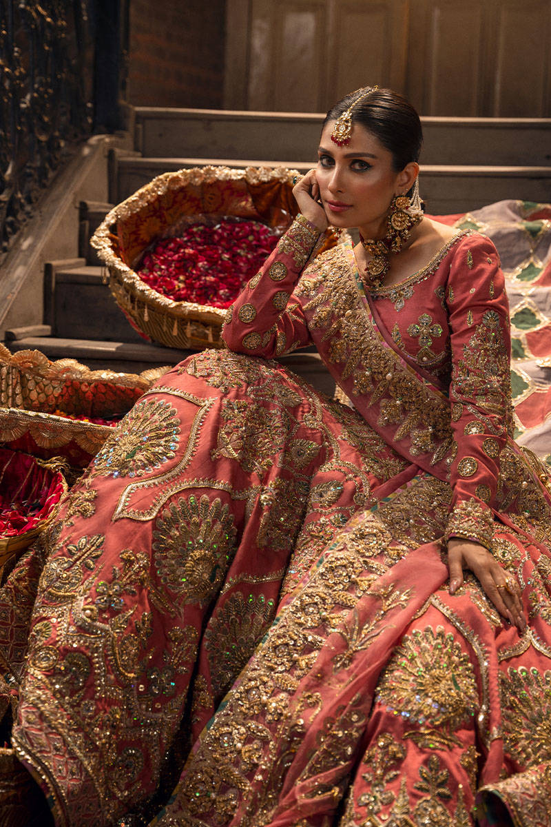 Premium Bridal Wedding Dress in Embellished Pink Lehenga Choli and Dupatta Style