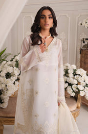Premium Cotton Net White Kameez Trouser Dupatta Pakistani Dress