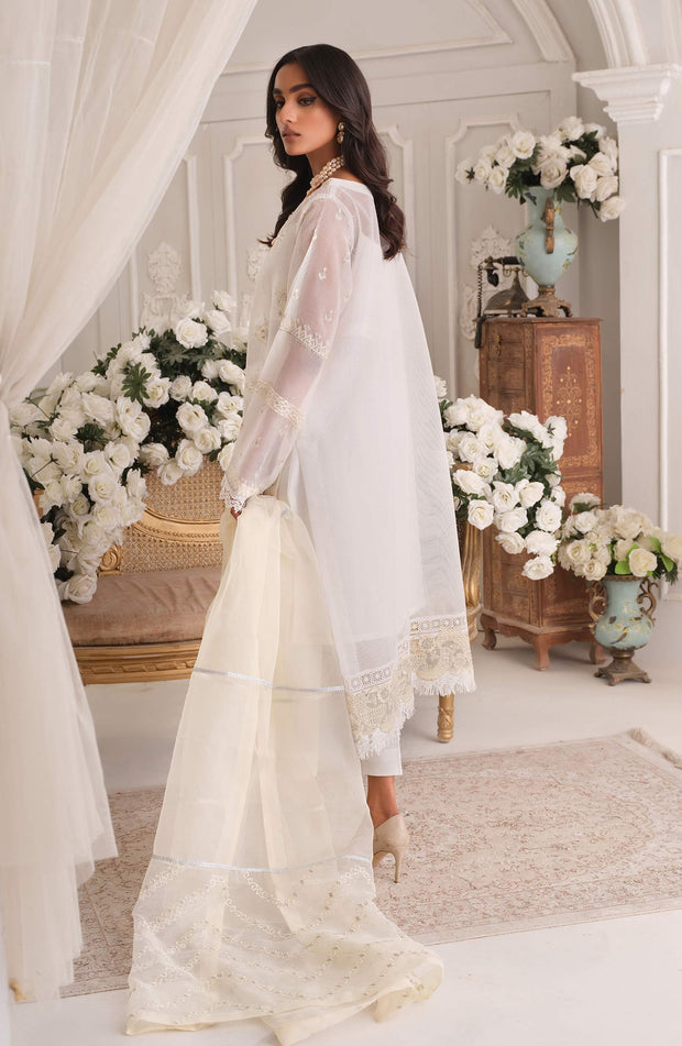 Premium Cotton Net White Kameez Trouser Pakistani Dress Online
