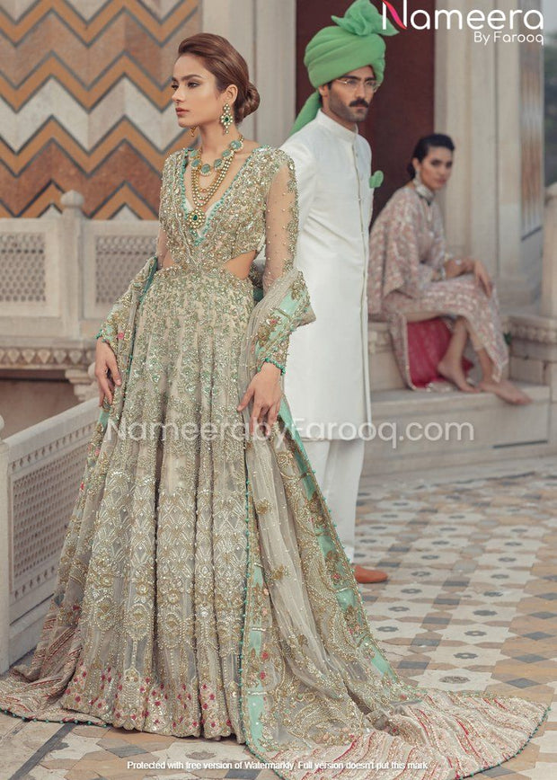 Grey pakistani wedding dresses outlet