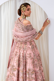 Premium Jamawar Pink Lehenga with Organza Gown and Embellished Dupatta Pakistani Bridal Dress