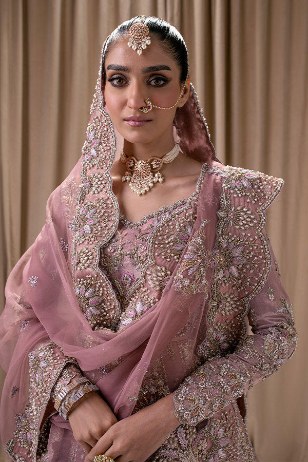 Premium Pakistani Bridal Frock with Embellished Lehenga and Dupatta Wedding Dress