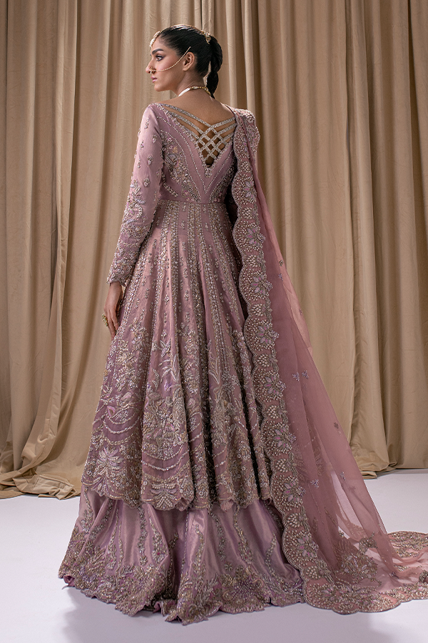 Premium Pakistani Bridal Frock with Embellished Lehenga and Organza Dupatta Wedding Dress Online