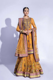 Premium Pakistani Bridal Mehndi Dress in Gharara Kameez Style