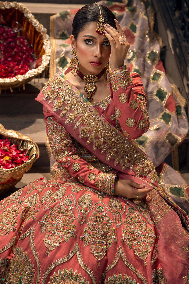 Premium Pakistani Bridal Wedding Dress in Embellished Pink Lehenga Choli Dupatta Style