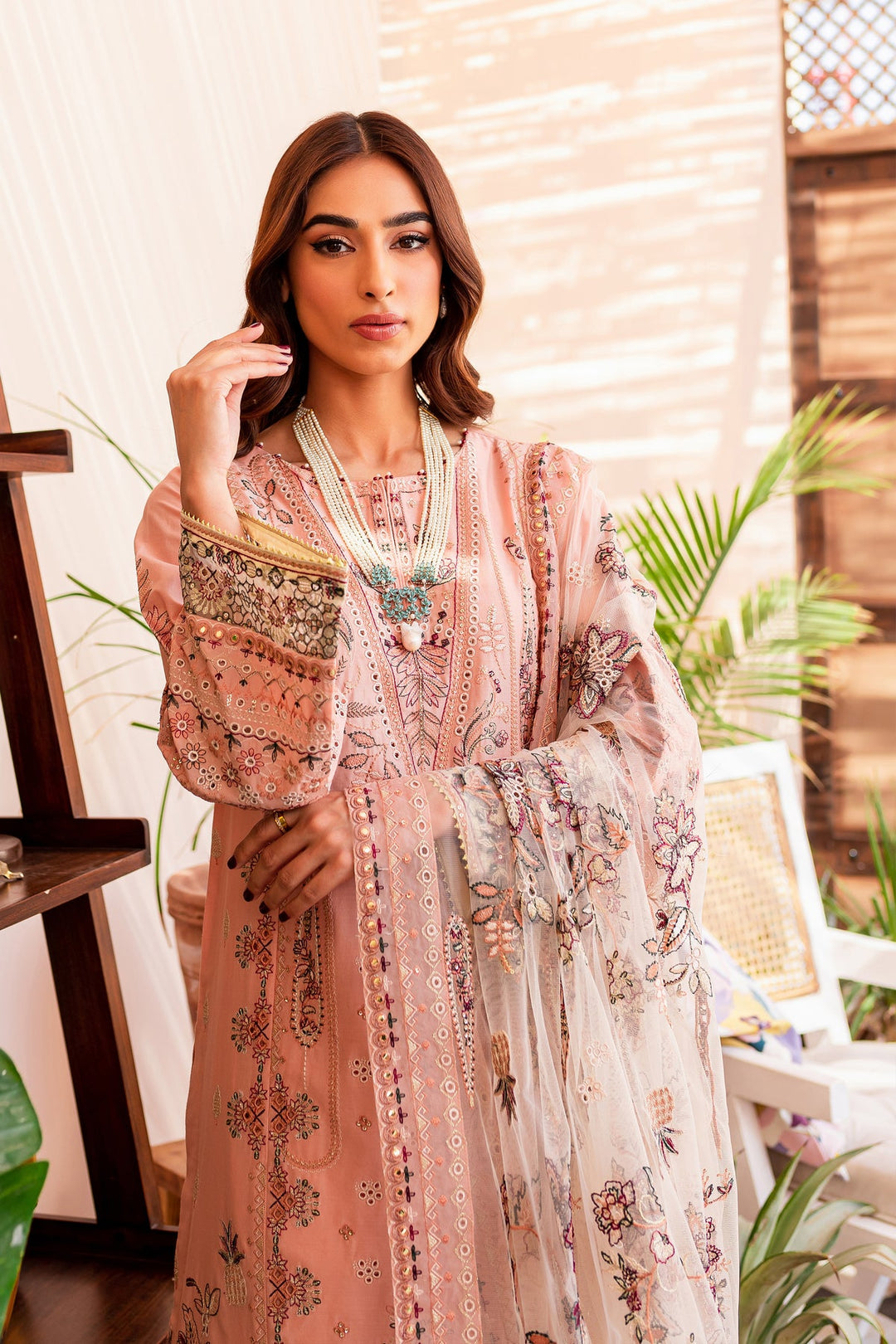 Premium Pakistani Eid Dress Pink Kameez Trouser Dupatta Style