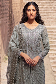 Premium Pakistani Eid Dress in Grey Kameez and Trousers Style 2023