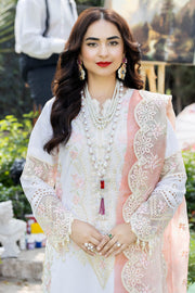Premium Pakistani White Embroidered Kameez with Capri Party Dress 2023