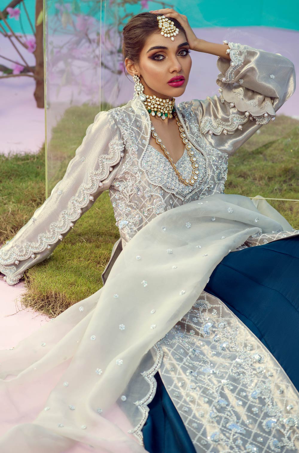 Elegant Raw Silk Bridal Lehenga & Kameez for Weddings