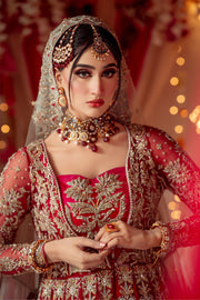 Premium Red Embroidered Dreamy Pakistani Bridal Pishwas Lehenga 2023