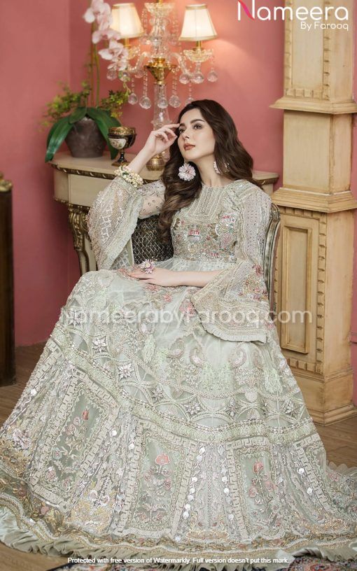 Premium Silver Bridal Dress for Walima Online 