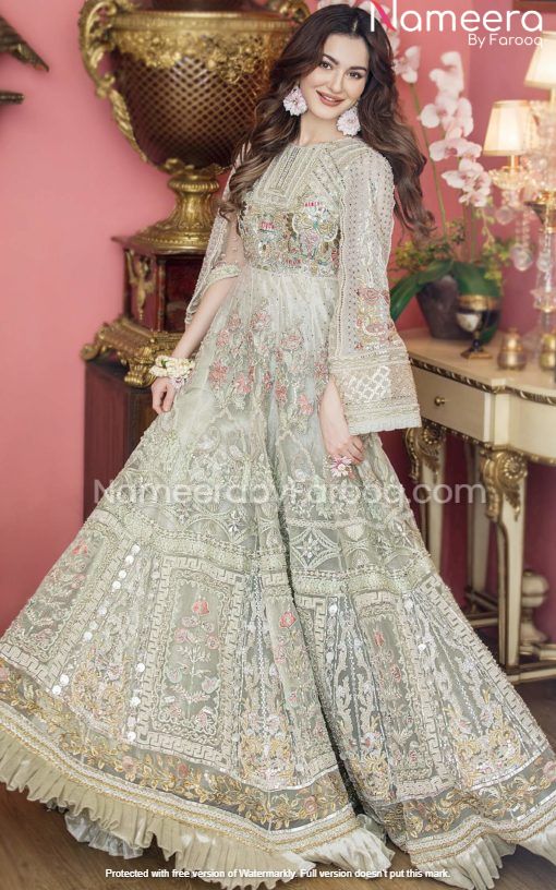 Premium Silver Bridal Dress for Walima Wear Online 2021 – Nameera by Farooq