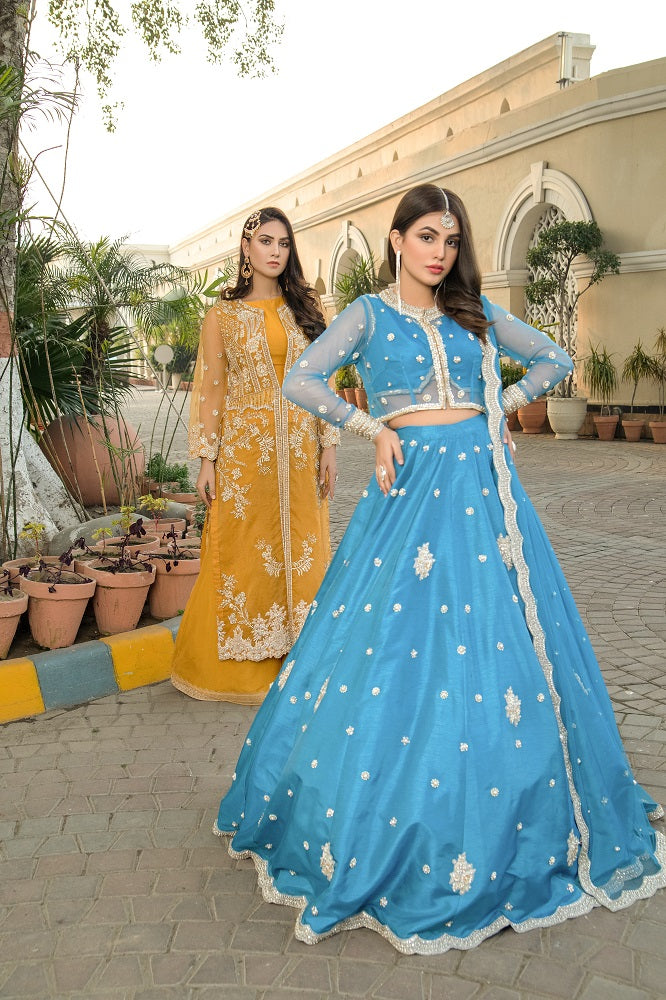 Premium Teal Blue Pakistani Bridal Lehenga Choli for Weddings