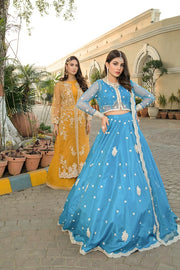 Premium Teal Blue Lehenga Choli Pakistani Bridal Dresses