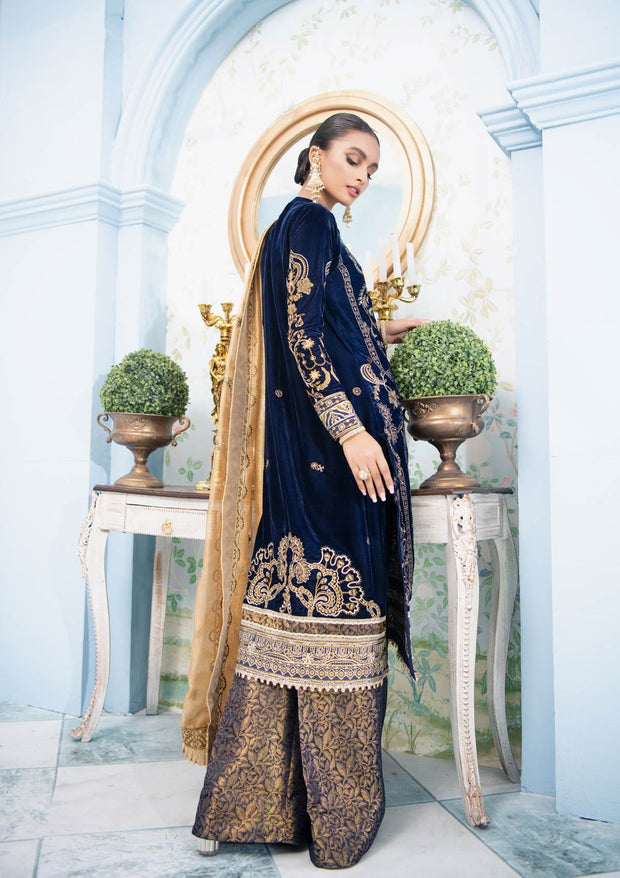 Premium Velvet Salwar Kameez in Royal Blue Shade 2021
