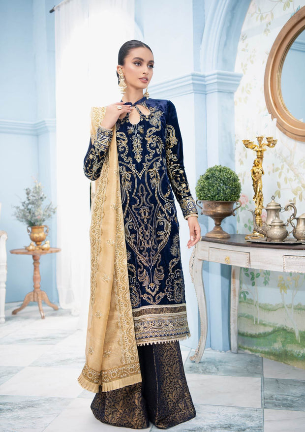 Premium Velvet Salwar Kameez in Royal Blue Shade