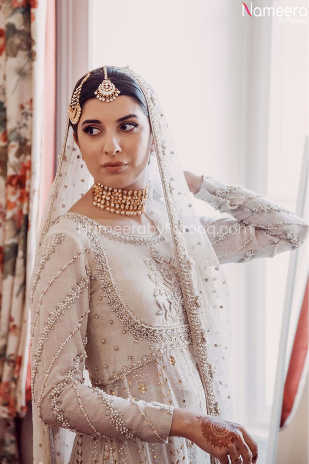 Buy Latest Premium White Pakistani Wedding Dress Online 2021