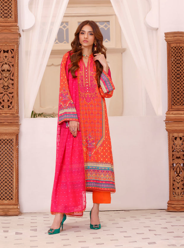 Printed Kameez Trouser and Dupatta Pakistani Eid Dress
