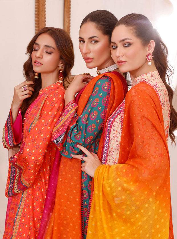 Printed Salwar Kameez and Dupatta Pakistani Eid Dresses