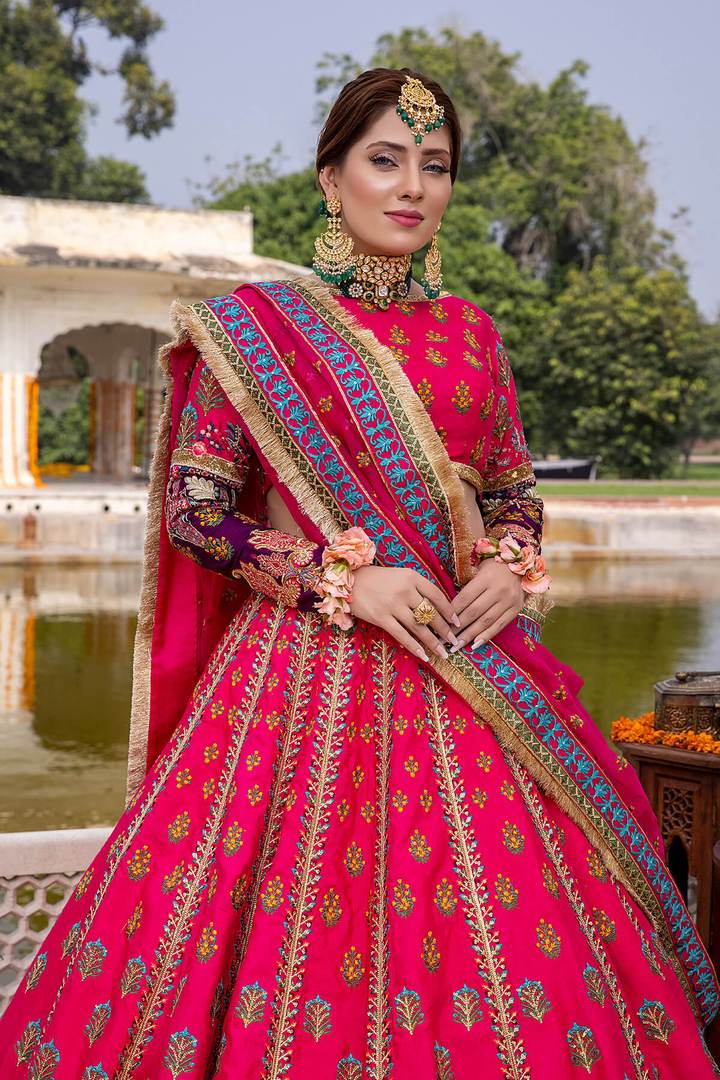 Pakistani Designer Punjabi Suit Pink Lehenga Choli for Mehndi – Nameera ...
