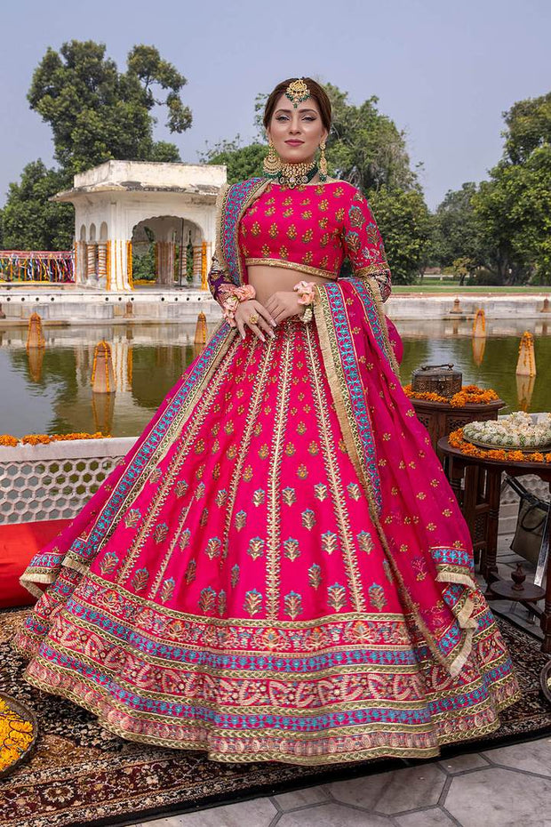 Pakistani Designer Punjabi Suit Pink Lehenga Choli for Mehndi – Nameera by  Farooq