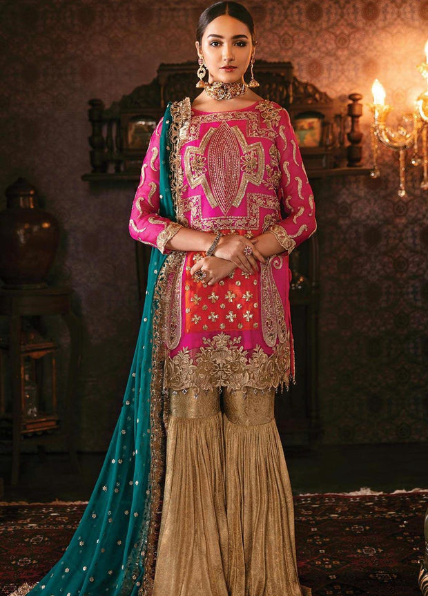 Punjabi Suit Gharara in Pink Color Overall Look