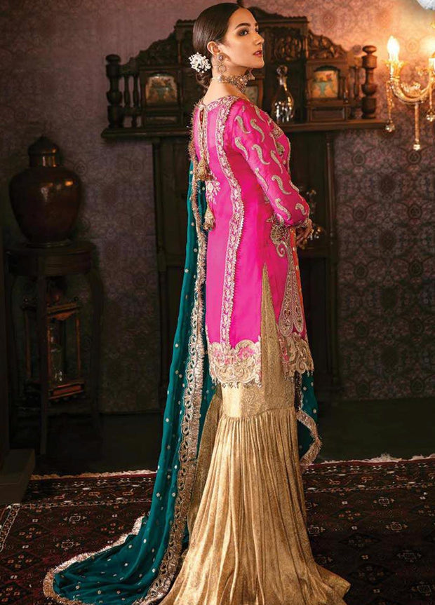 Punjabi Suit Gharara in Pink Color Backside View