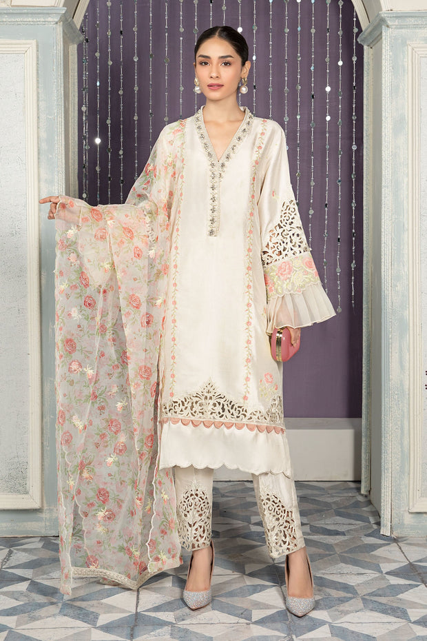 Pure Raw Silk Pakistani Dress in Kameez Trouser Style
