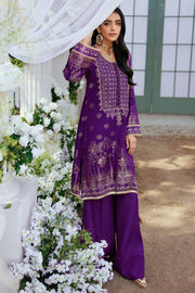 Purple Embroidered Kameez and Trousers Pakistani Eid Dress 2023