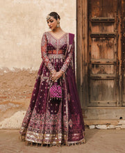 Purple Pakistani Bridal Dress in Pishwas Frock Style