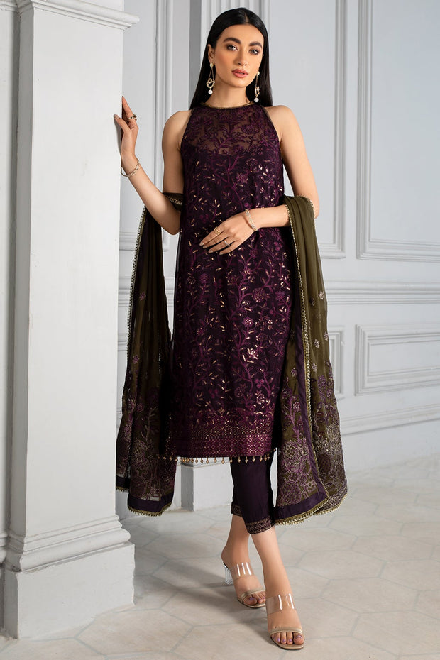 Purple Pakistani Dress with Delicate Embroidery 2022