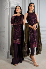 Purple Pakistani Dress with Delicate Embroidery Designer