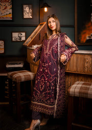 Purple Pakistani Dress with Elegant Embroidery Latest